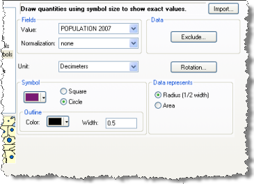 Setting the symbol size units in map units