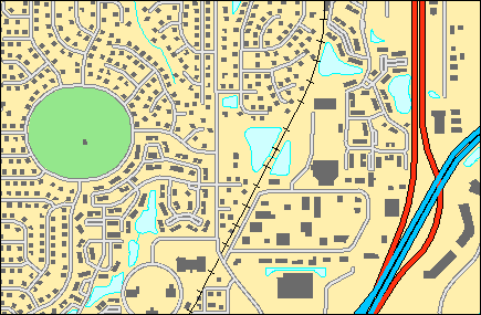 At 1:18,000 scale small buildings, local streets, and individual freeway lanes can be shown