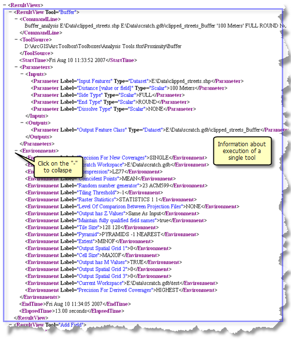 Structure of the history log file