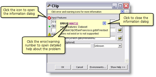 Getting information about an error or warning