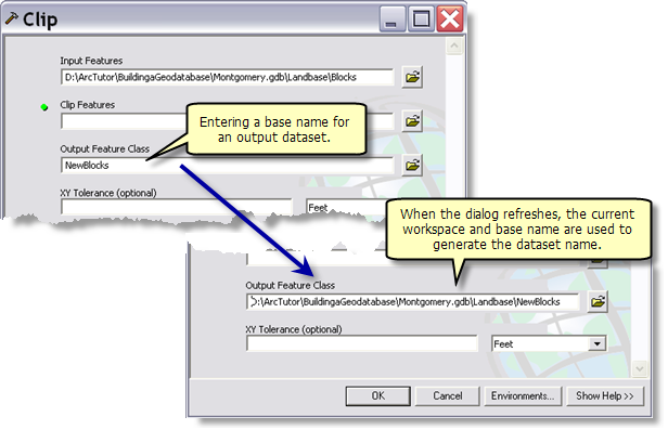 Using base name for an output dataset