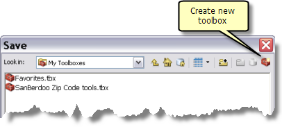 Create new toolbox button in Save dialog