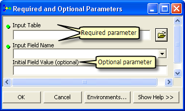 Required and optional parameters