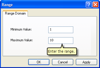 Entering range value