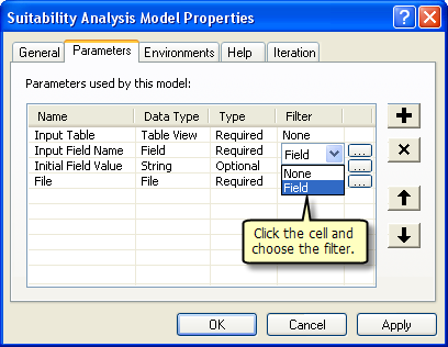 Choosing Field filter