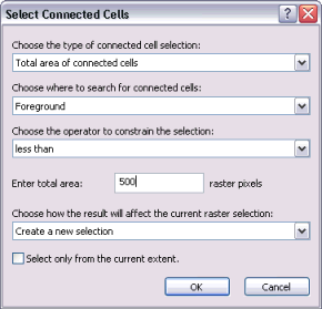 Setting the number of raster pixels to be selected