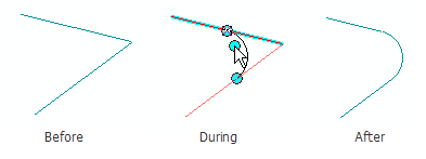 Example of the Aviation Fillet tool creating a curve