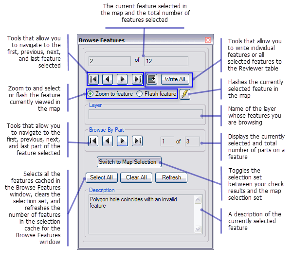 The Browse Features window