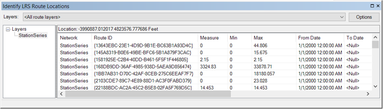 Identify LRS Route Locations dialog box