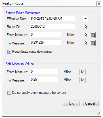 Realign Route dialog box