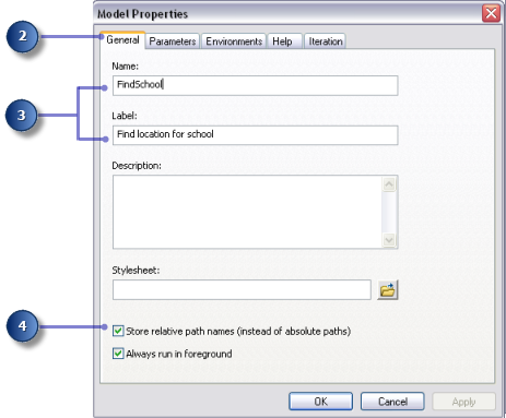 Model Properties window