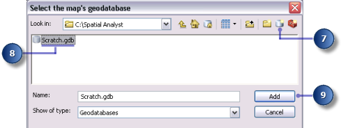 Select the map's geodatabase