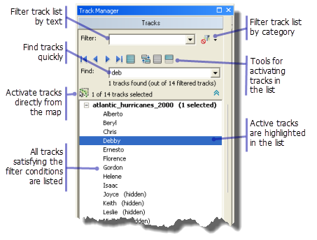 The track list displays a list of tracks contained in your map