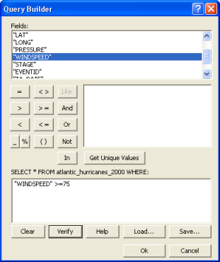 The Query Builder dialog box