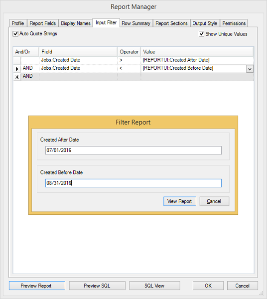 Report token preview Report token preview