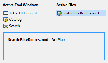 Window showing active tool windows and files