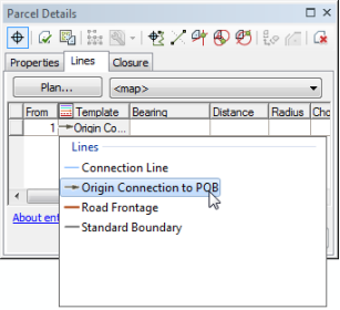 Setting a parcel line template