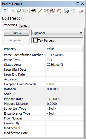 Parcel Details dialog box