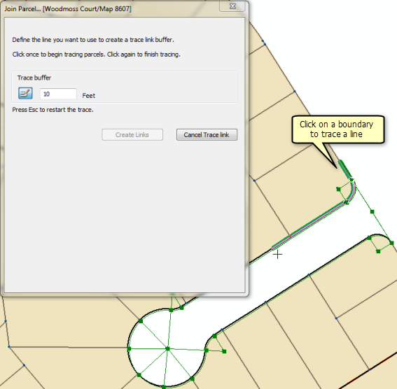 Tracing a line with the trace link tool