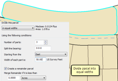 Divide parcel into equal widths