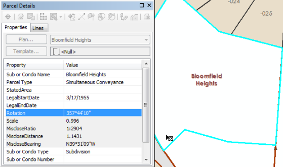 Parcel rotation and scale