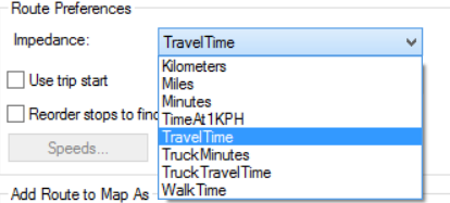 Impedance drop-down list