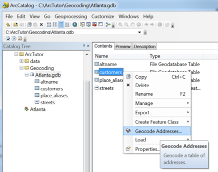 Working with Geocoding in ArcCatalog