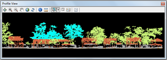 Profile View dialog box with all-return lidar displayed as an elevation surface