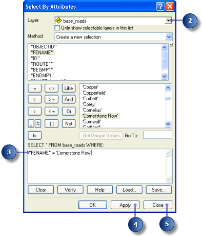 Select by attributes expression builder