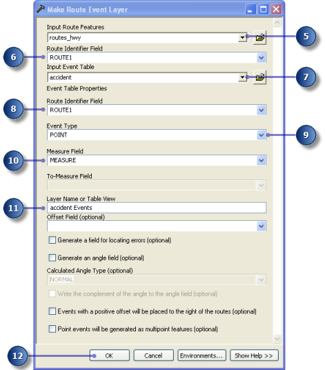 Make route event layer tool