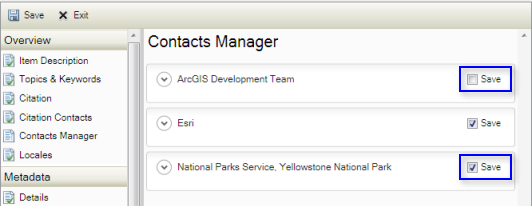 Add or remove saved contacts with the Contacts Manager page