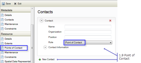 Resource Points of Contact page: Point of Contact