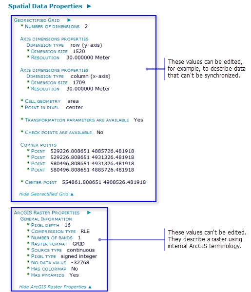 Viewing synchronized raster properties