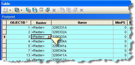 Example with raster column arrow button