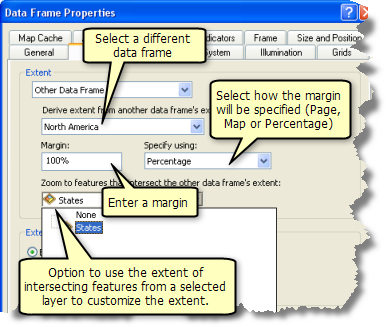 Using the extent of another data frame to specify the data frame extent