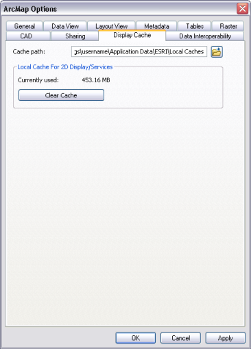 Managing the display cache for the map document