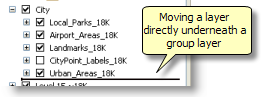 Moving a layer beneath a group layer