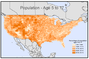 Example of a graduated color map