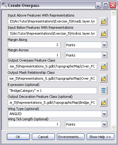 Verify the settings are set in the Create Overpass dialog box as shown.