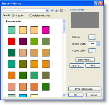 The Symbol Selector dialog box