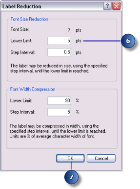 Label Reduction dialog box