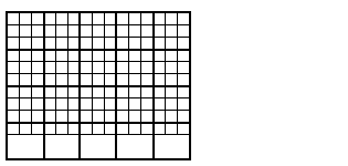 Coarser output cells cover a larger extent than the input cells.