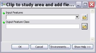 Tool dialog with empty values for the parameters