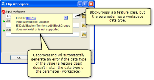 Geoprocessing generates an error when data types don't match