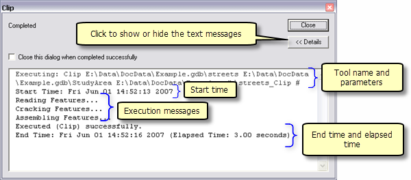 Normal execution message