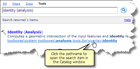 Click the path link to open Catalog on search item