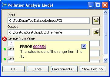 Getting error message for range