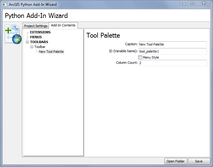 Setting tool palette properties