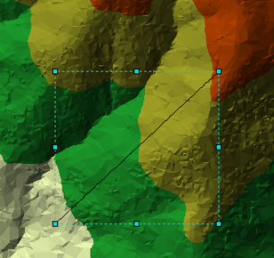 A line graphic created on a terrain dataset in ArcMap using the interpolate line tool