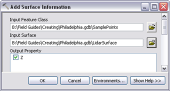 Adding elevation information to a point feature class.